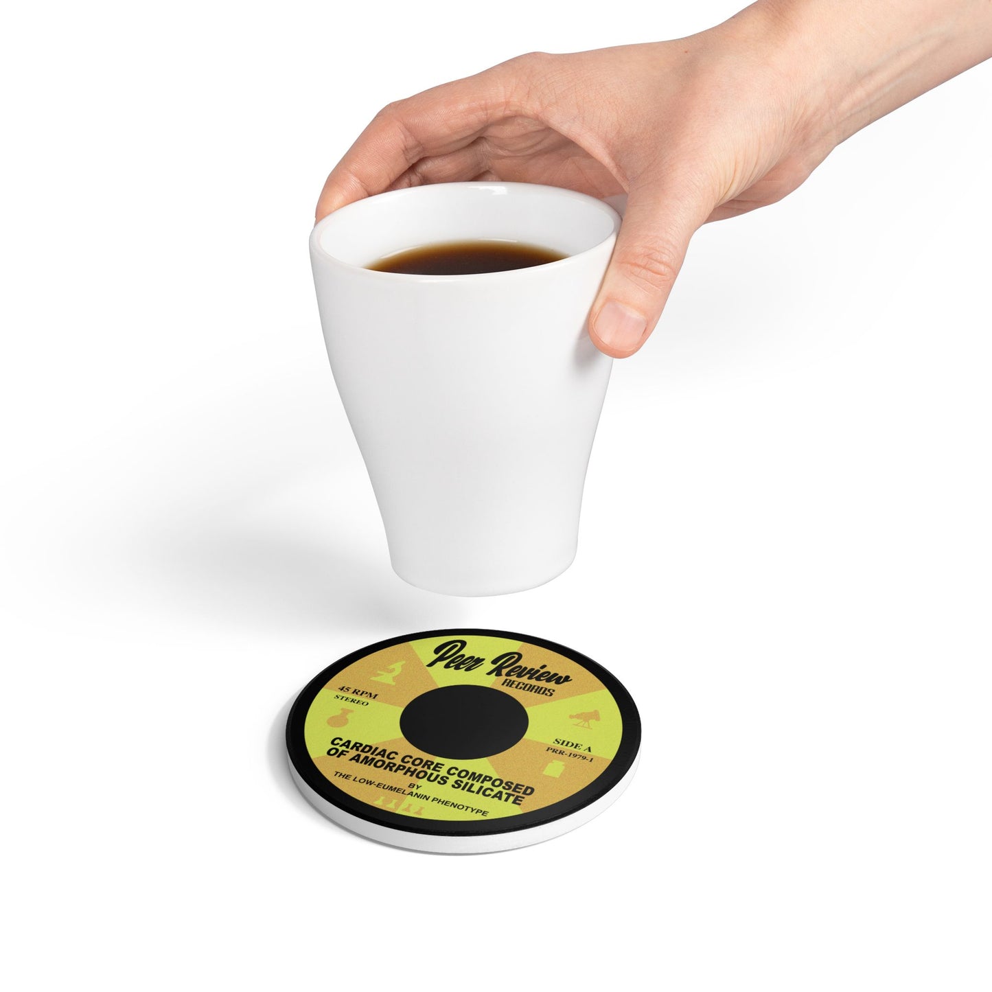 45 rpm-style coaster art for Cardiac Core Composed of Amorphous Silicate by The Low-Eumelanin Phenotype