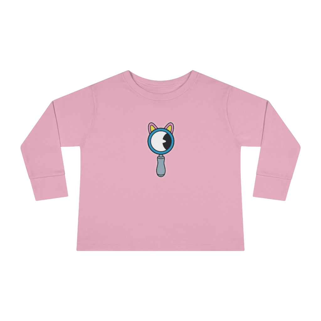 Creature Magnifying Glass Toddler Long Sleeve T-Shirt glass with Aardvark Dreams graphic design