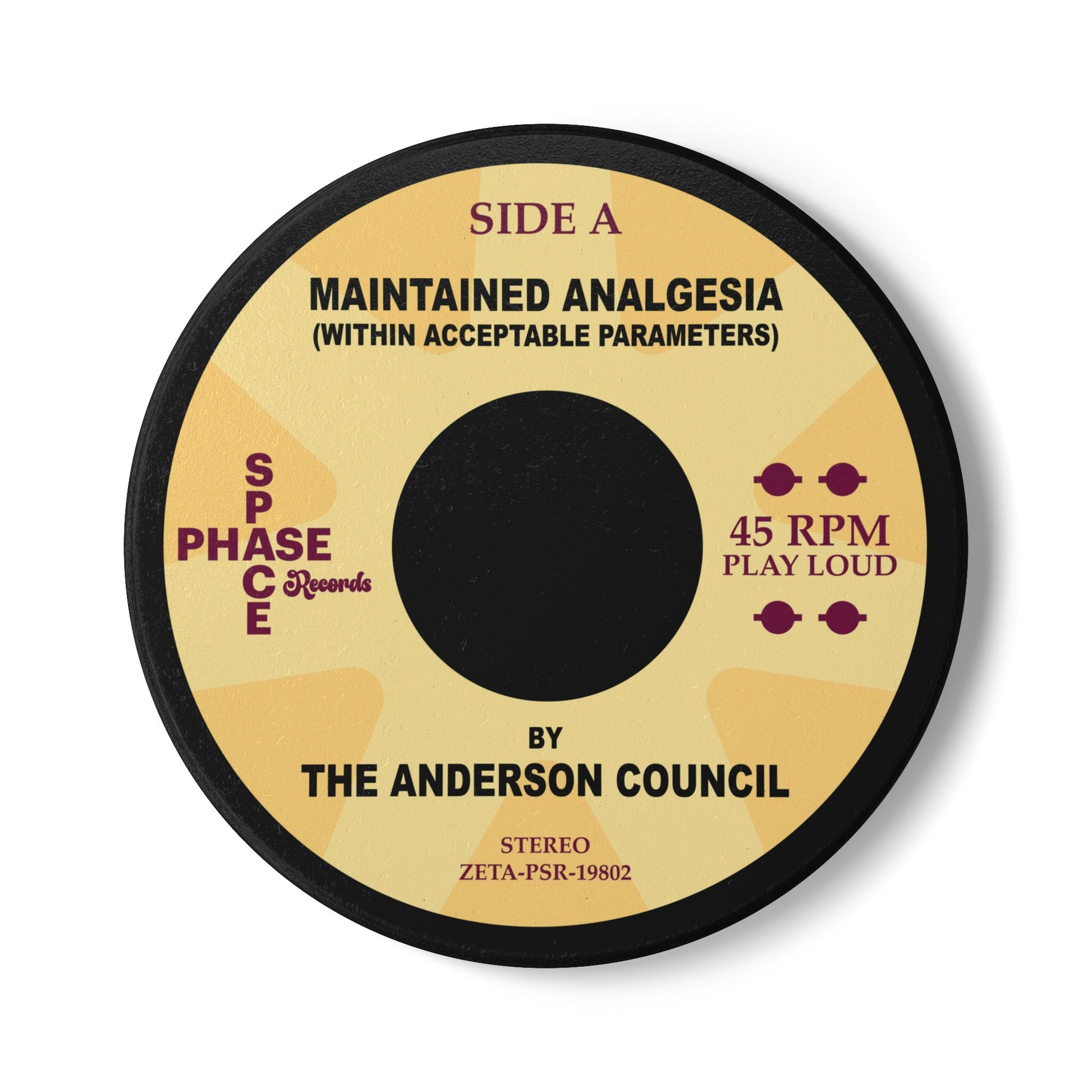45 rpm-style coaster art for Maintained Analgesia Within Acceptable Parameters by The Anderson Council