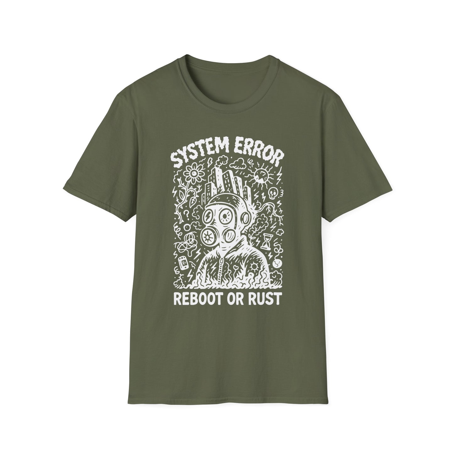 Reboot or Rust Doodle Art T-Shirt for Malcontents