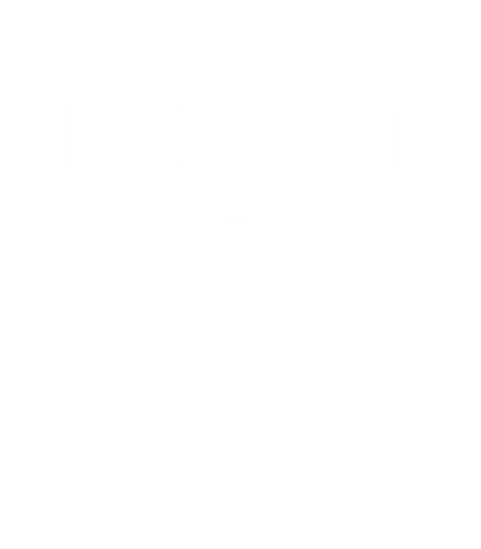 Keep It Reall AI glitch text T-shirt design artwork in white
