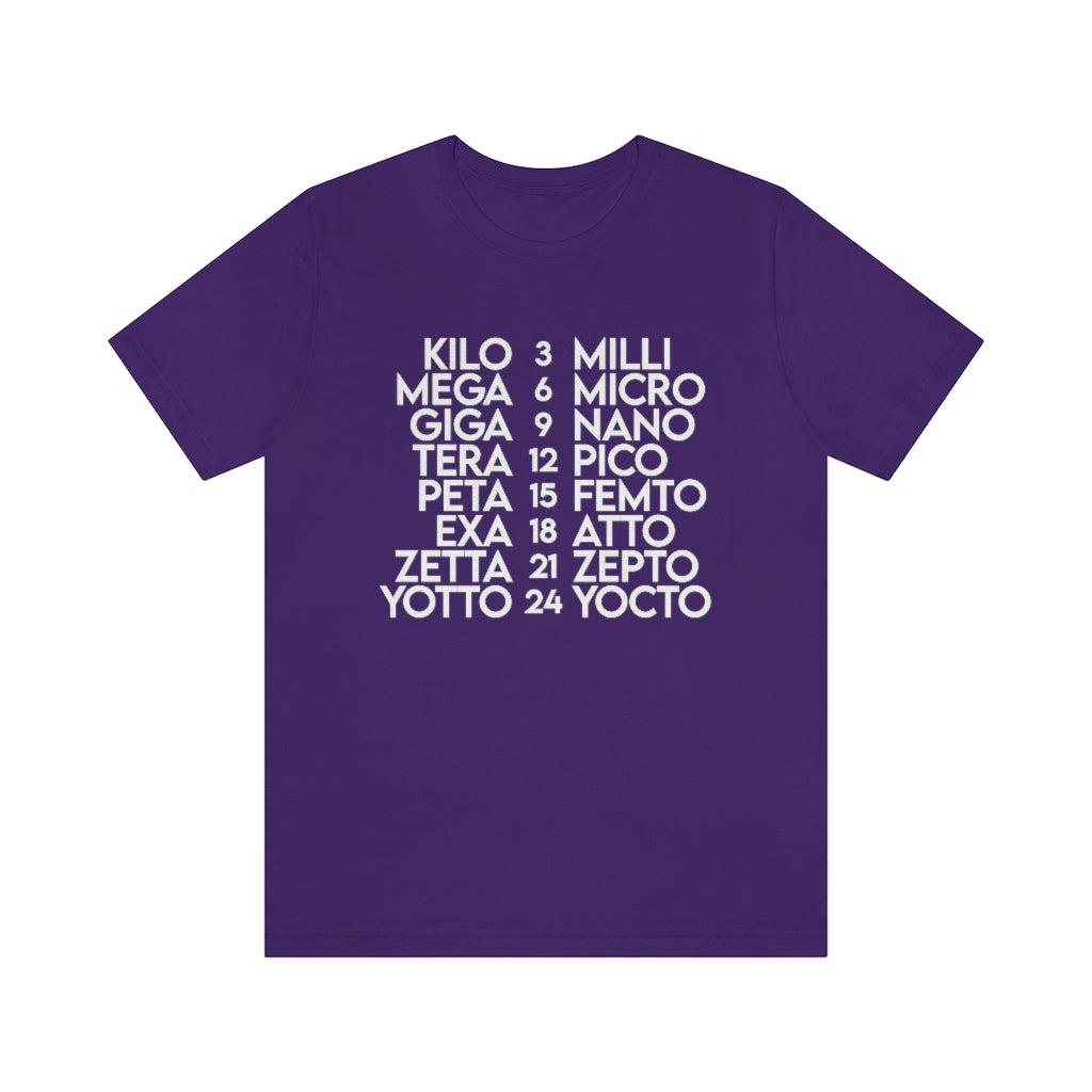 Metric Prefixes T-Shirt, by Aardvark Dreams