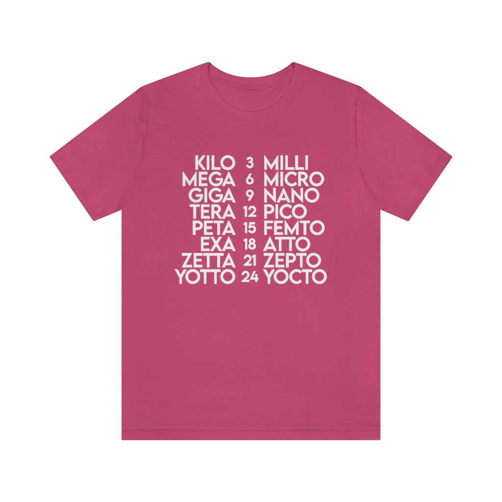 Metric Prefixes T-Shirt, by Aardvark Dreams