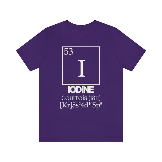 shirt chemistry element electron configuration periodic table science college university school iodine halogen