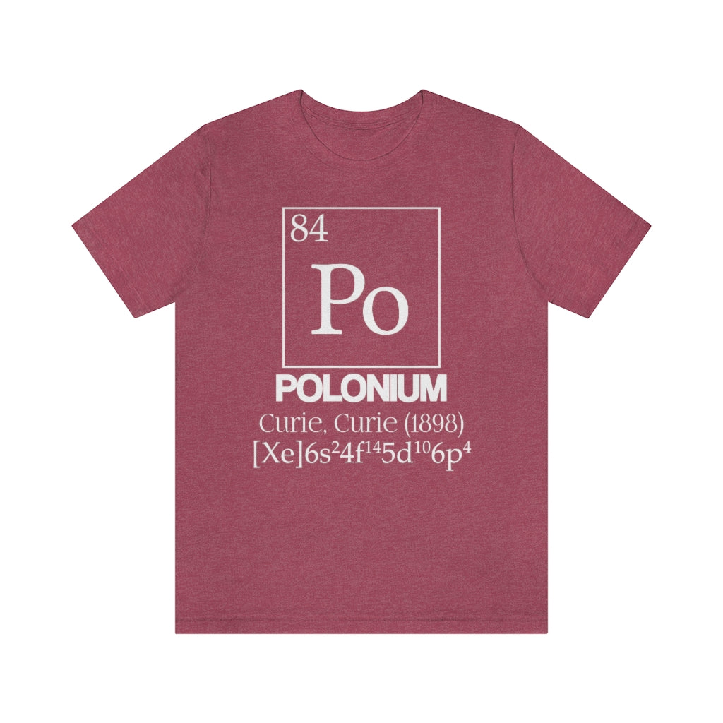 shirt chemistry element electron configuration periodic table science college university school polonium curie