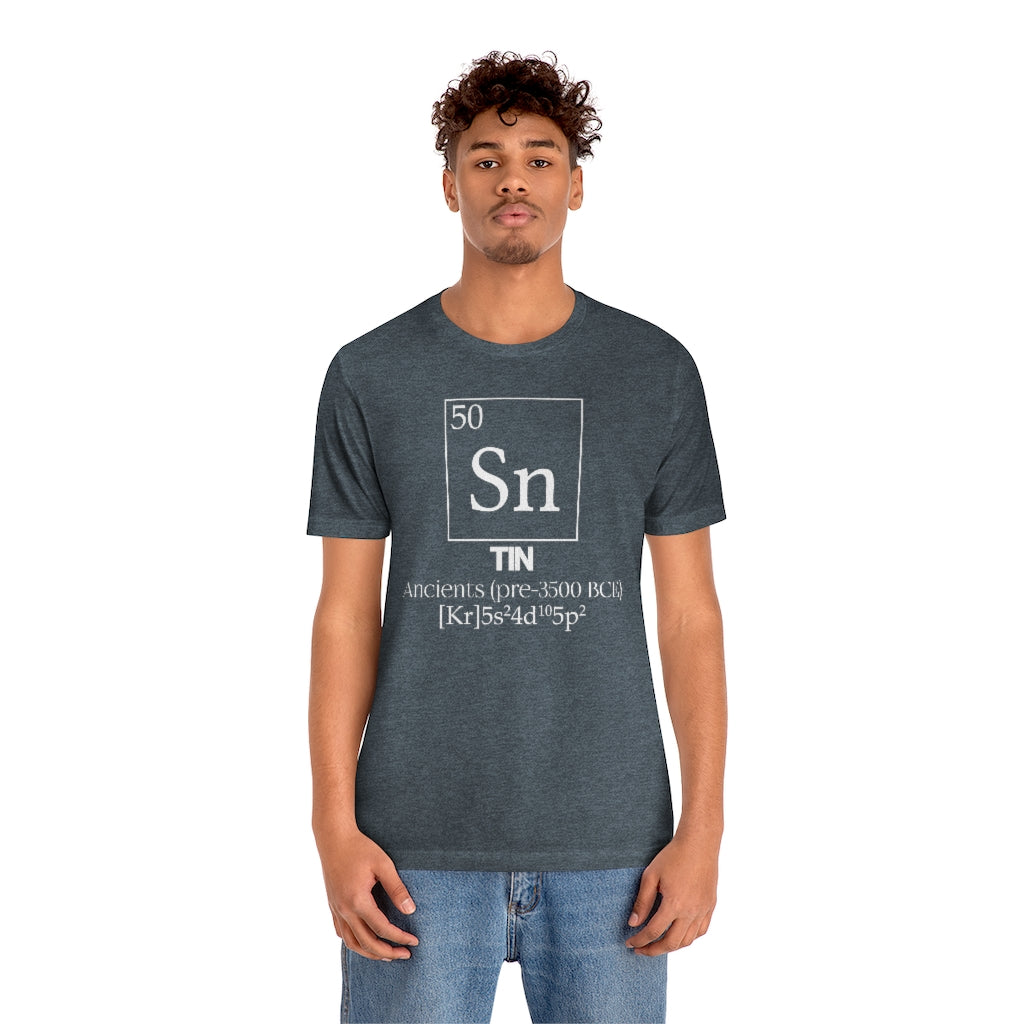 shirt chemistry element electron configuration periodic table science college university school tin stannum