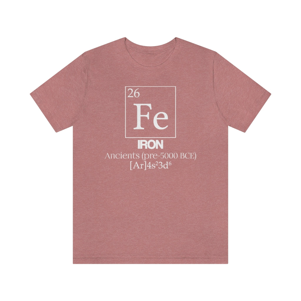 shirt chemistry element electron configuration periodic table science college university school iron ferrum