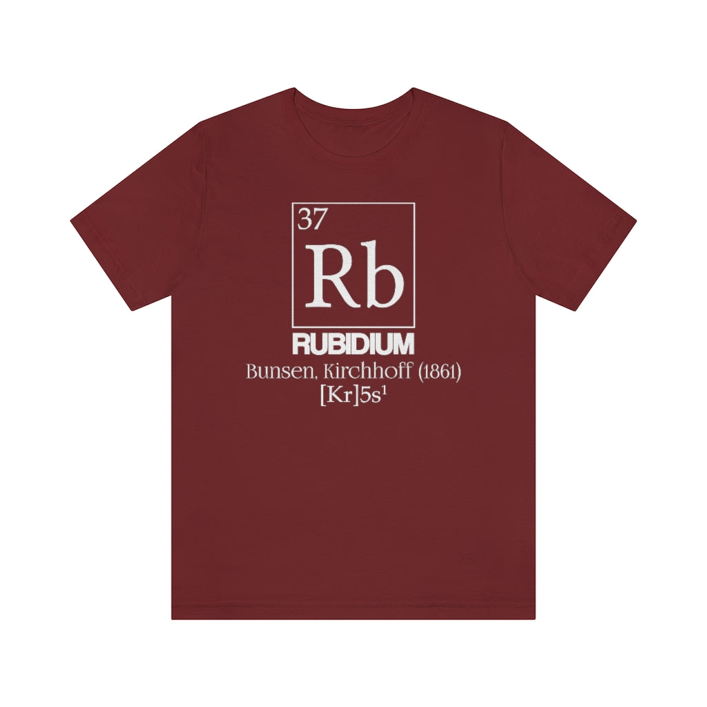 shirt chemistry element electron configuration periodic table science college university school rubidium bunsen Rb