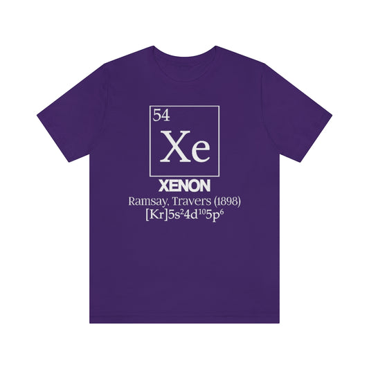 shirt chemistry element electron configuration periodic table science college university school xenon noble gas ramsay travers