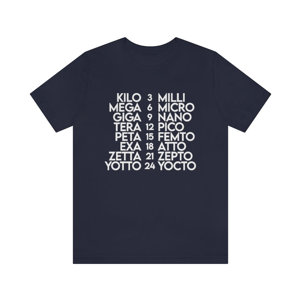 Metric Prefixes T-Shirt, by Aardvark Dreams