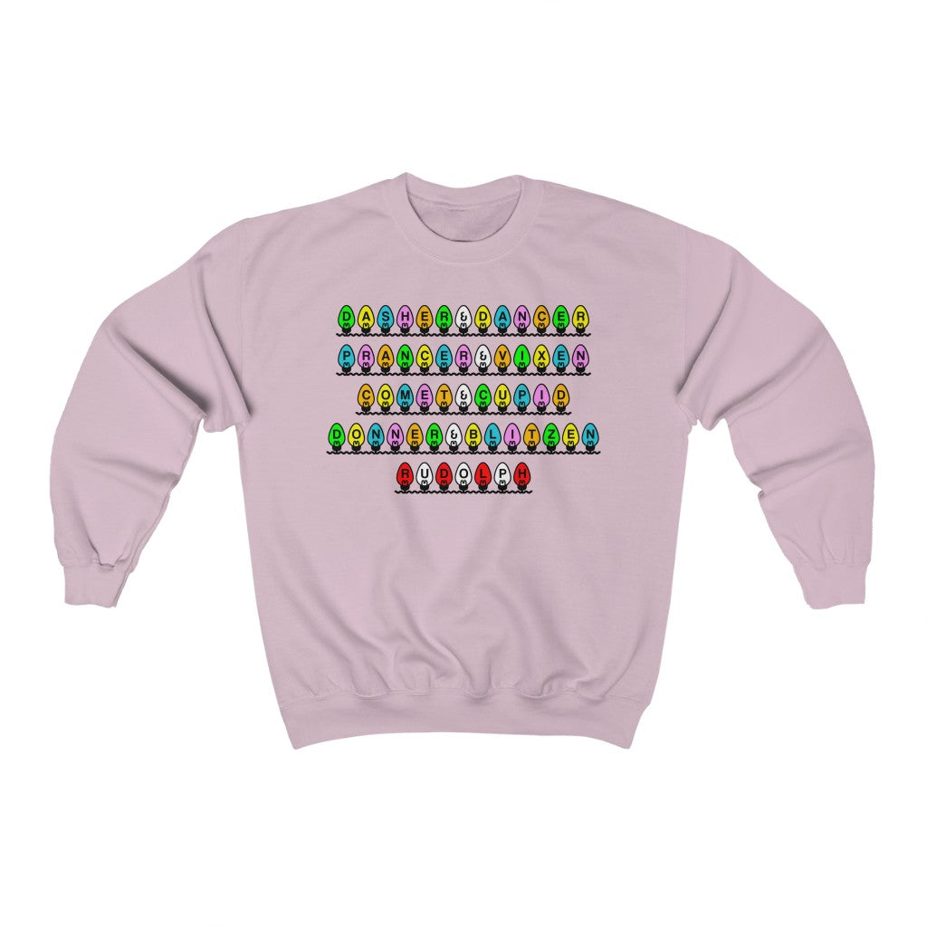 Christmas: Santa's Reindeer Crewneck Sweatshirt, by Aardvark Dreams