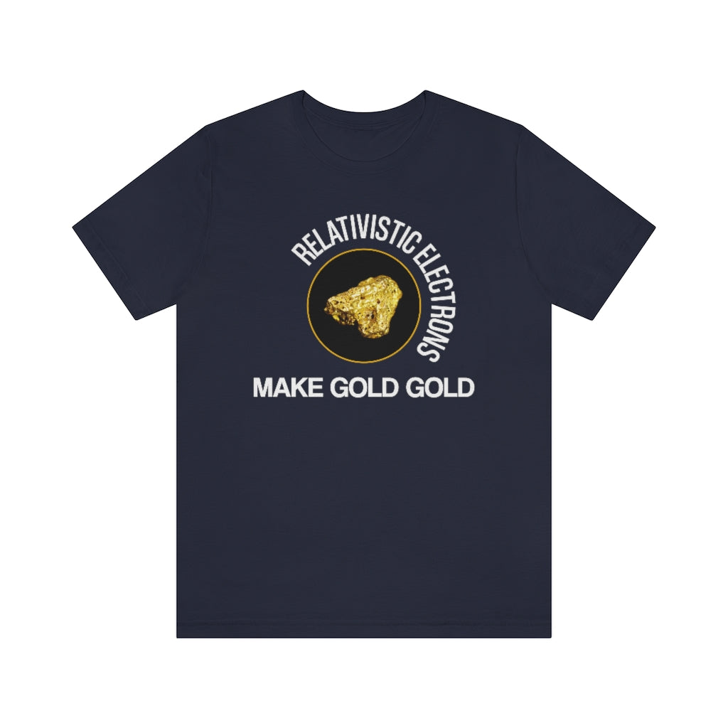 Relativistic Chemistry Gold T-Shirt, by Aardvark Dreams