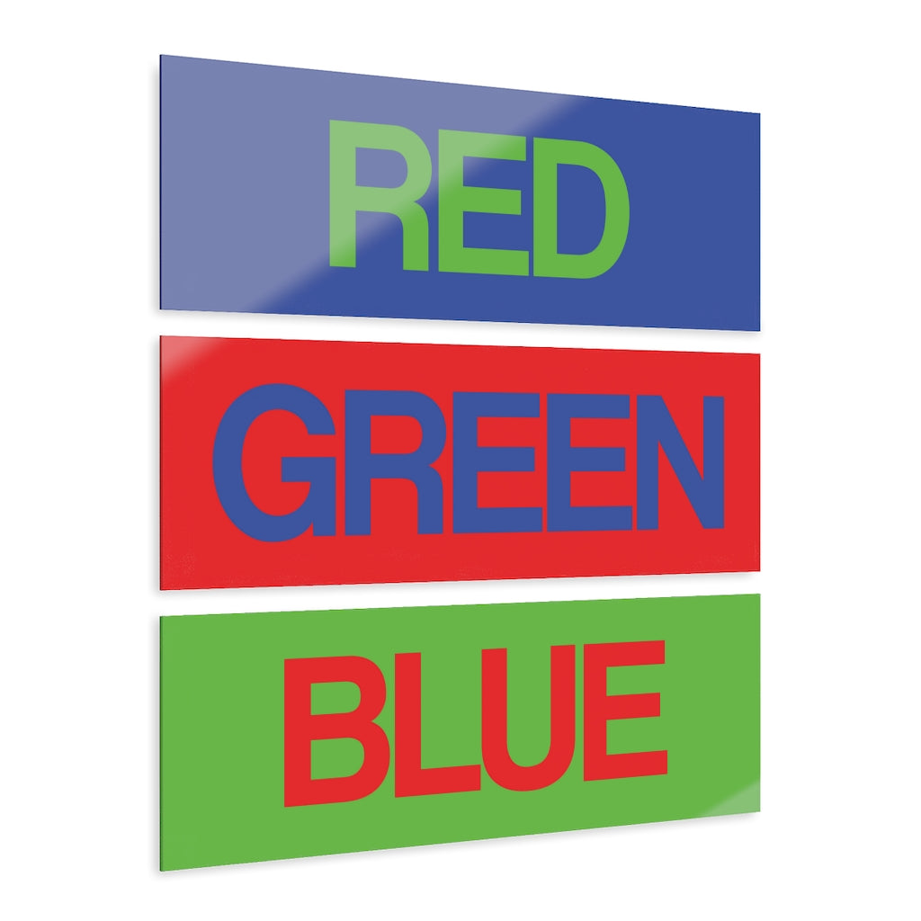 ColourShift "Red Green Blue" Triptych Acrylic Prints, by Aardvark Dreams