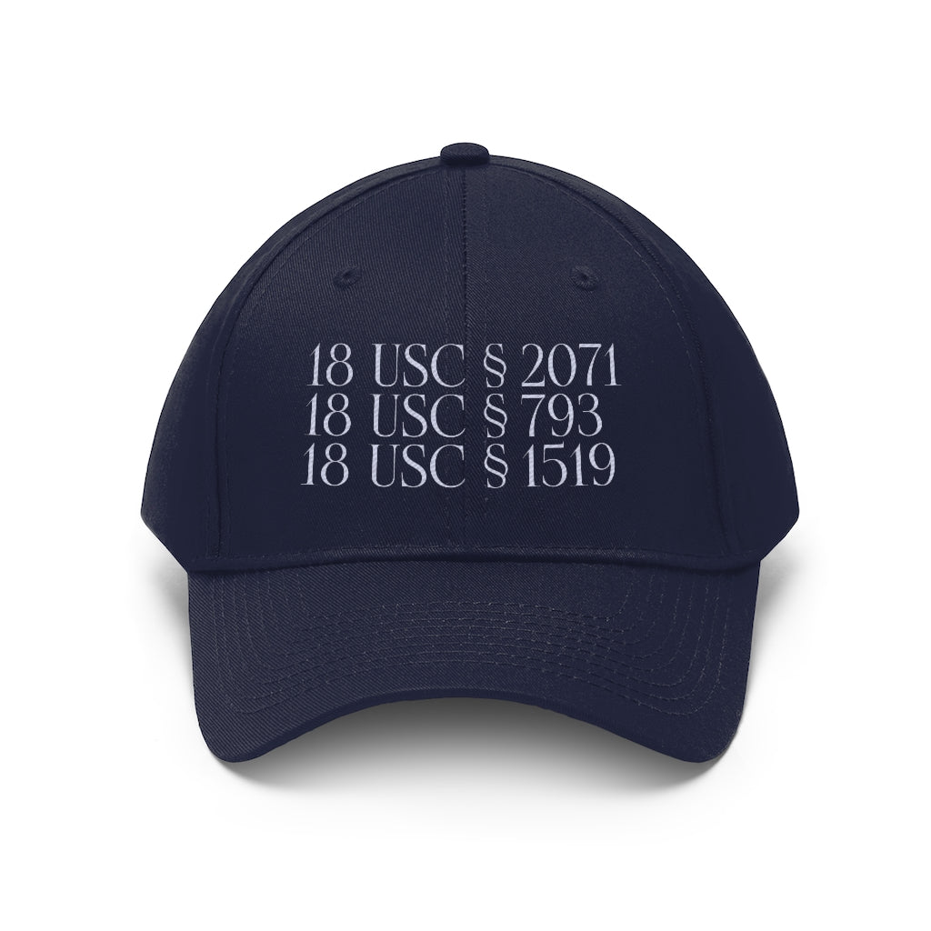 Espionage Act Search Warrant Unisex Twill Hat