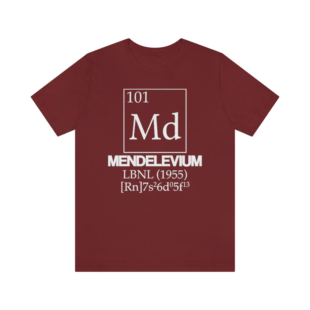 shirt chemistry element electron configuration periodic table science college university school mendelevium mendeleev