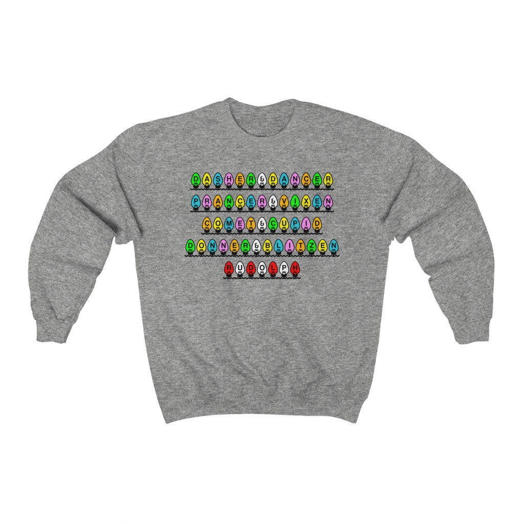 Christmas: Santa's Reindeer Crewneck Sweatshirt, by Aardvark Dreams