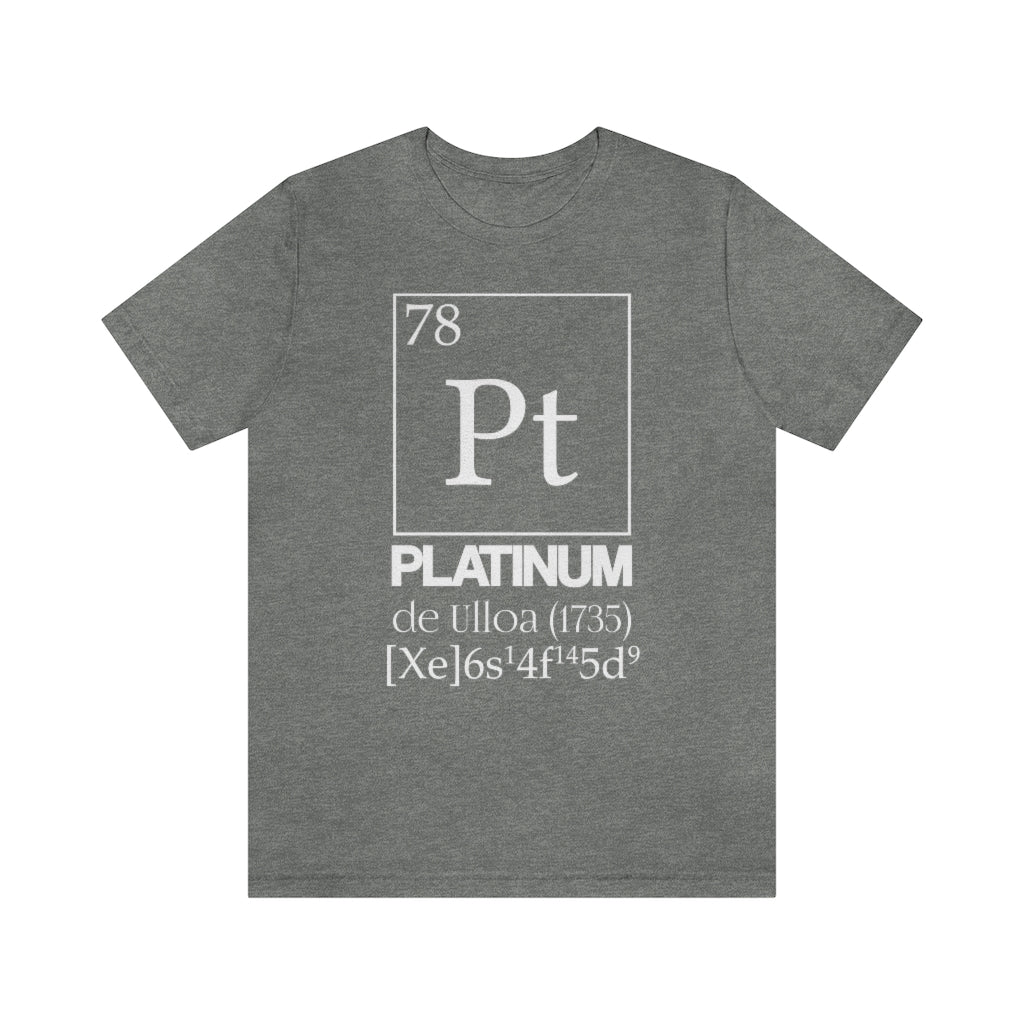 shirt chemistry element electron configuration periodic table science college university school platinum noble metal