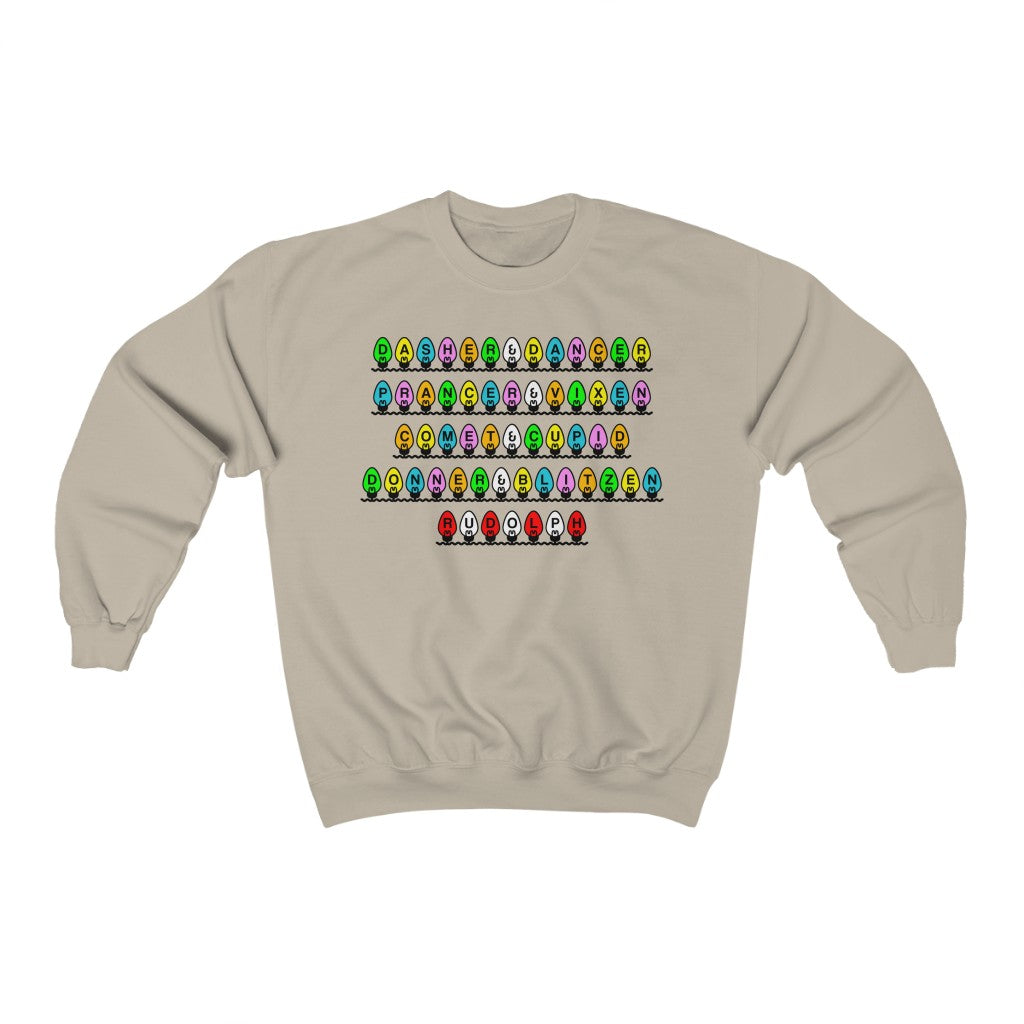 Christmas: Santa's Reindeer Crewneck Sweatshirt, by Aardvark Dreams