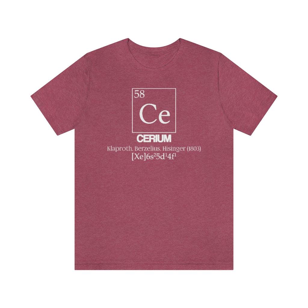 shirt chemistry element electron configuration periodic table science college university school cerium