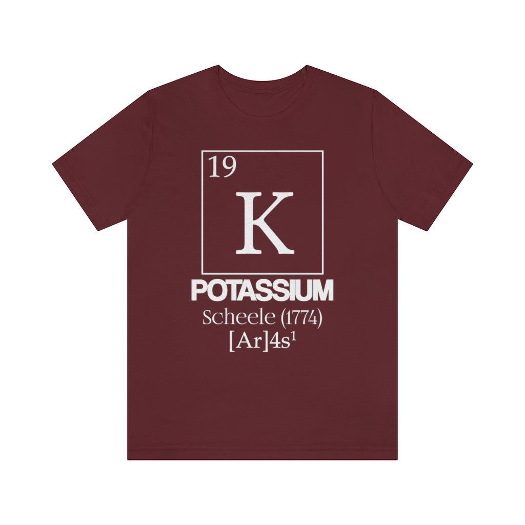 shirt chemistry element electron configuration periodic table science college university school potassium kalium scheele