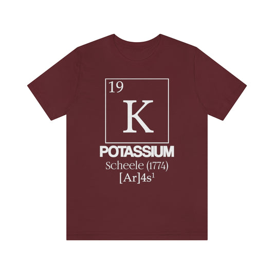 shirt chemistry element electron configuration periodic table science college university school potassium kalium scheele