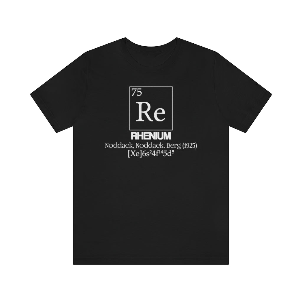 shirt chemistry element electron configuration periodic table science college university school rhenium