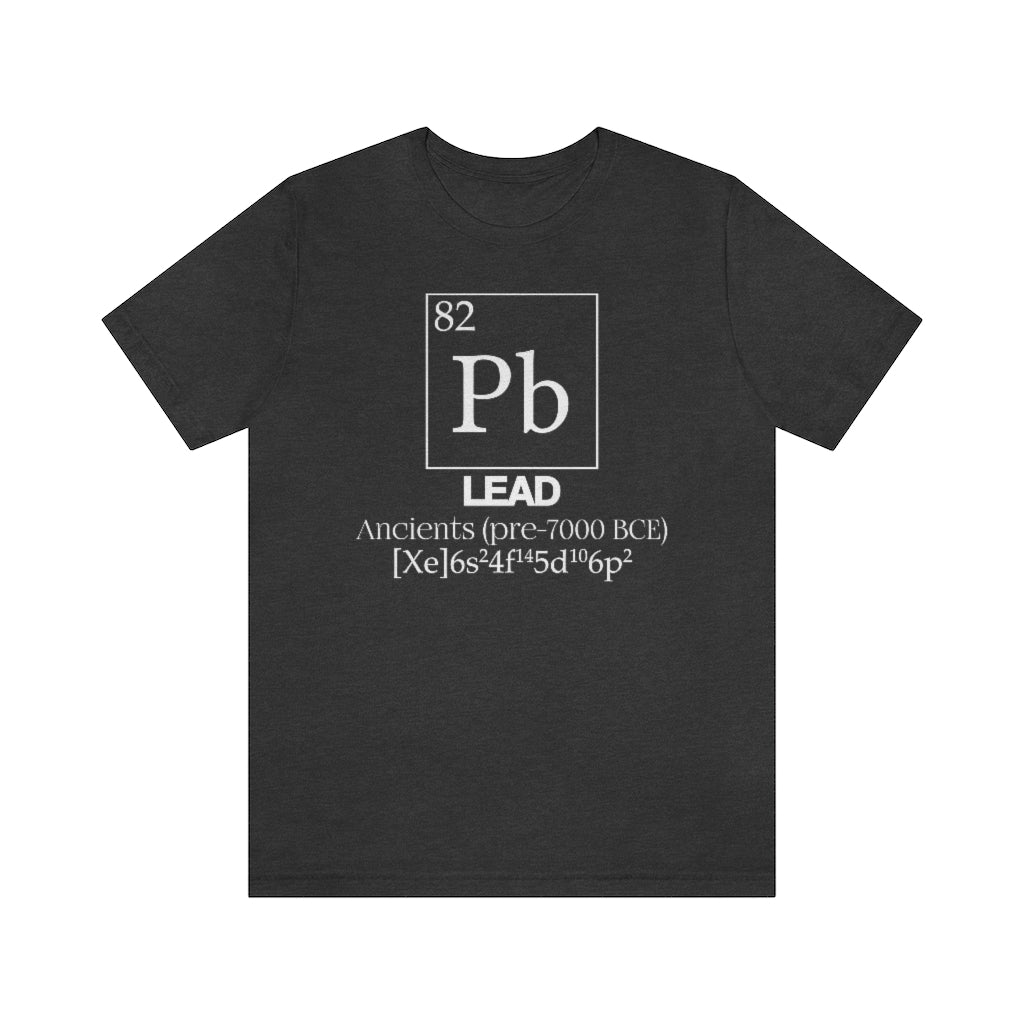 shirt chemistry element electron configuration periodic table science college university school lead plumbum