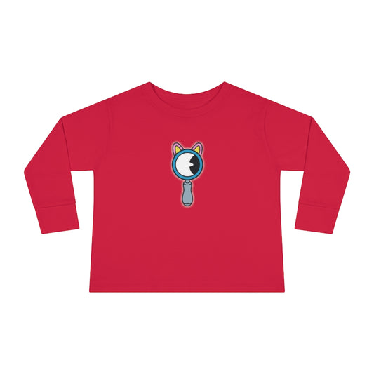 Creature Magnifying Glass Toddler Long Sleeve T-Shirt glass with Aardvark Dreams graphic design