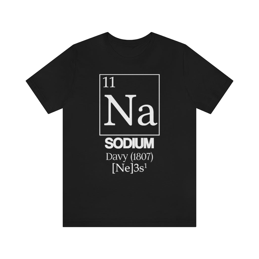 shirt chemistry element electron configuration periodic table science college university school sodium natrium davy